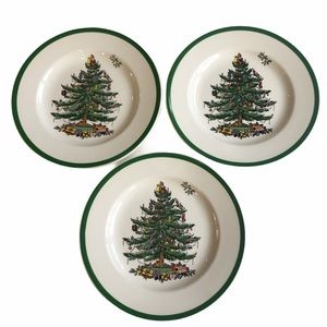 Vintage Spode England Christmas Tree Salad Dessert Plates LNC